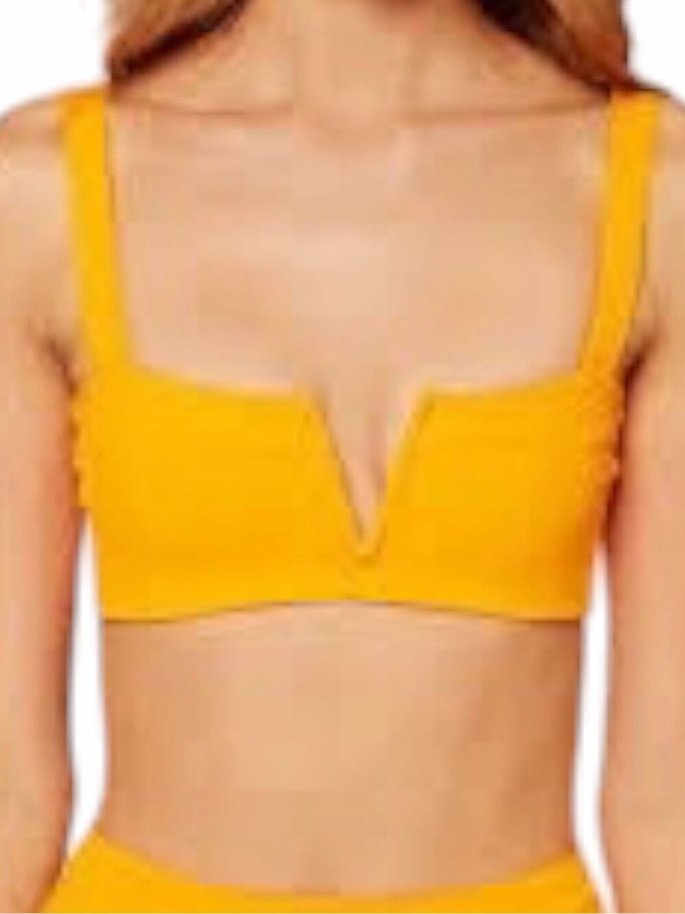AERIE V-Wire Bandeau Bikini Top XL Bright Orange Wide Strap Swim